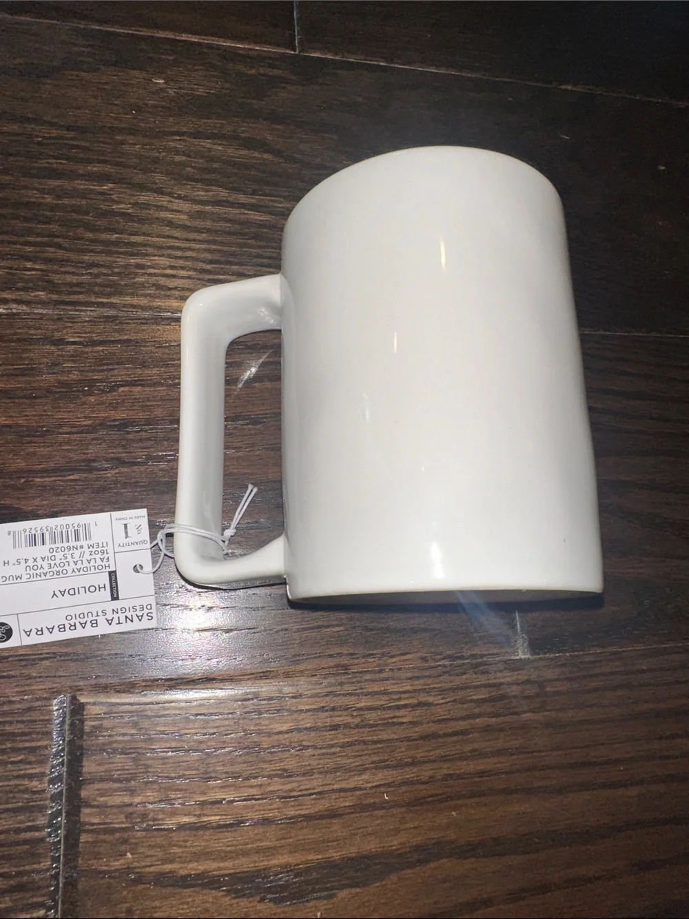 White Ceramic Mug with Gold Lettering - 